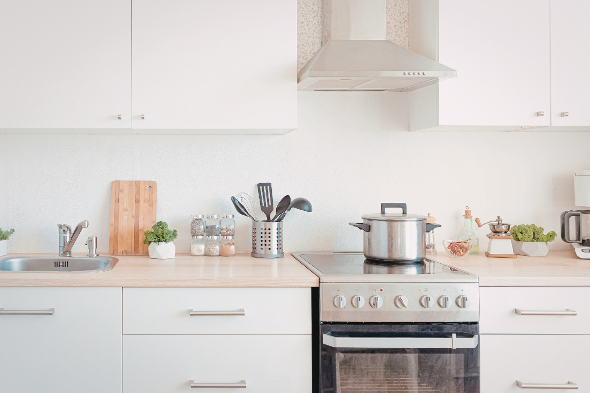 Minimal kitchen organization with everyday cooking essentials arranged for ease and functionality